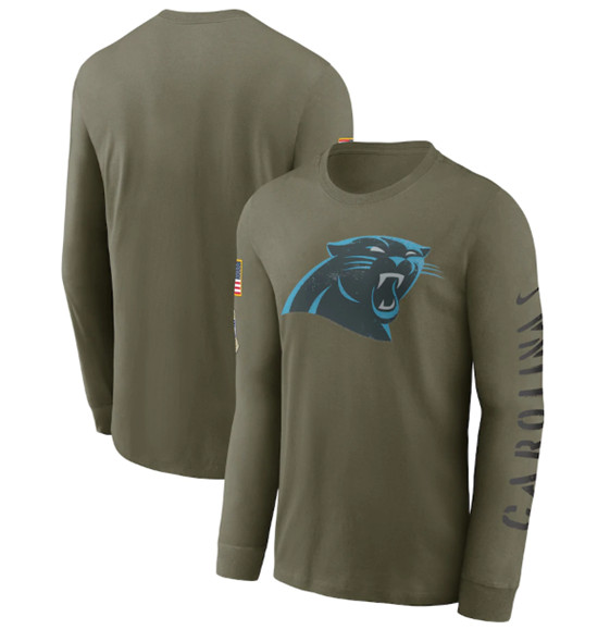 Men's Carolina Panthers 2022 Olive Salute to Service Long Sleeve T-Shirt